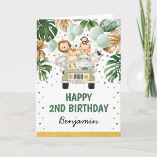 Jungle Safari Animals Boy Happy Birthday Einladung