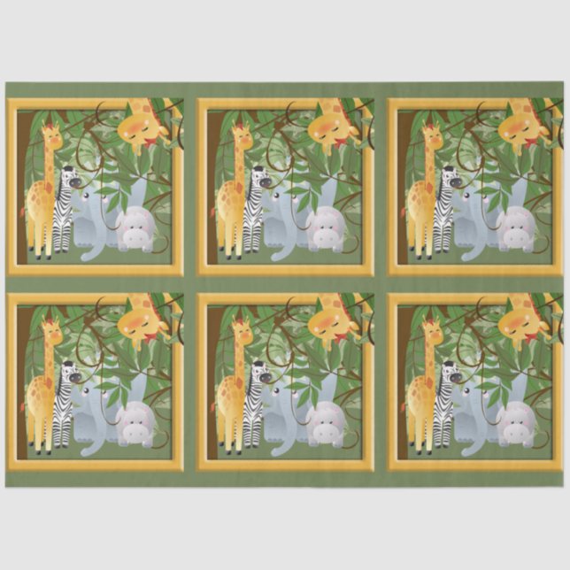 Jungle Safari Animals Decoupage Seidenpapier (Vorderseite)