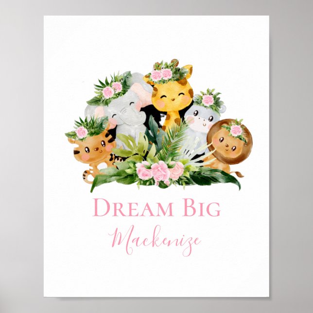 Jungle Safari Animals Dream Big Kinderzimmer Poste Poster (Vorne)