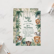 Jungle Safari Animals Five Wild Boy 5th Birthday 