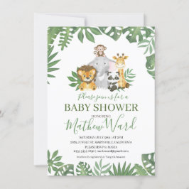 Jungle Safari Animals Greenerity Boy Baby Shower Einladung
