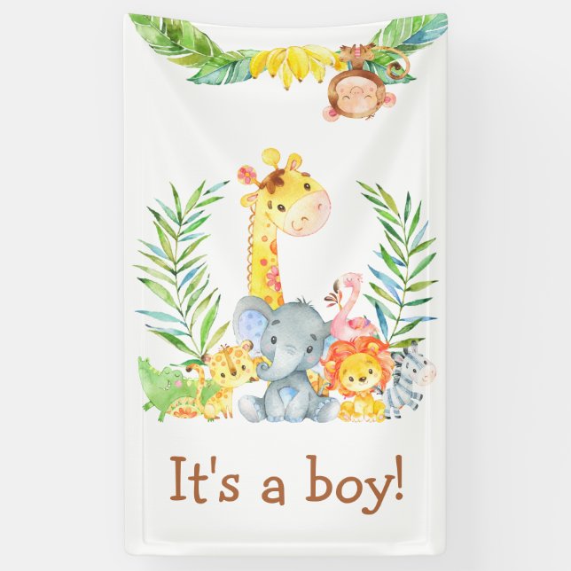 Jungle Safari Animals Niedlich Es ist eine Kinderd Banner (Vertikal)