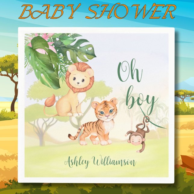 Jungle Safari Animals Oh Boy Baby Dusche Serviette (Von Creator hochgeladen)