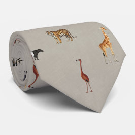 Jungle Safari Animals Pattern Grey Neck Tie Krawatte