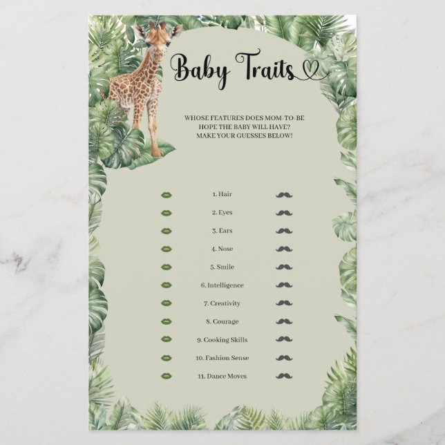 Jungle Safari Animals Tropical Baby Tracks Spiel (Vorderseite)