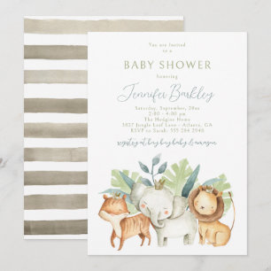 Jungle Safari Animaux Baby shower Invitation