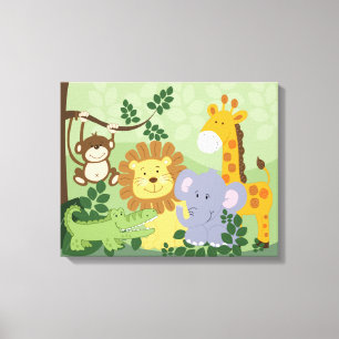 Jungle Safari Animaux Imprimantes en toile (x2) Pa