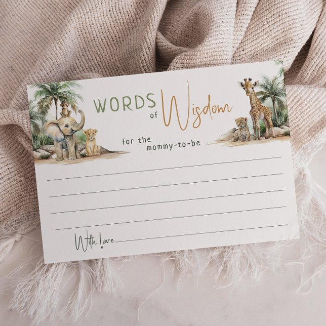 Jungle Safari Animaux Mots de la sagesse Carte (Créateur téléchargé)