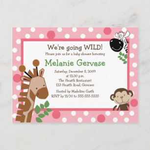 JUNGLE SAFARI AVENTURE ROSE Baby shower Invitation