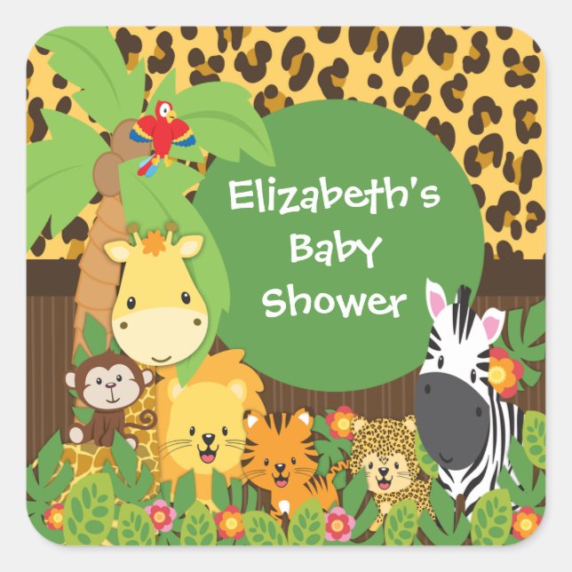 Jungle Safari Baby Animaux Stickers Baby shower (Devant)