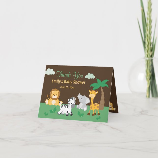 Jungle Safari Baby Dusche Danke Karte (Vorderseite)