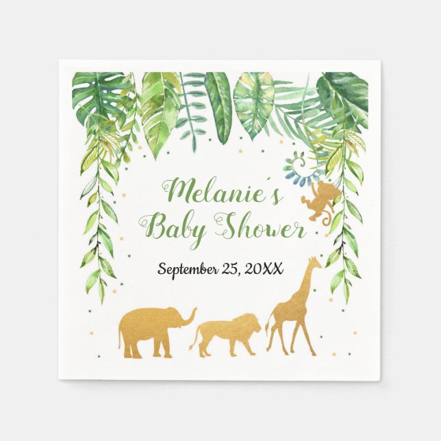 Jungle Safari Baby Dusche Napkin Tropical Serviette (Vorderseite)