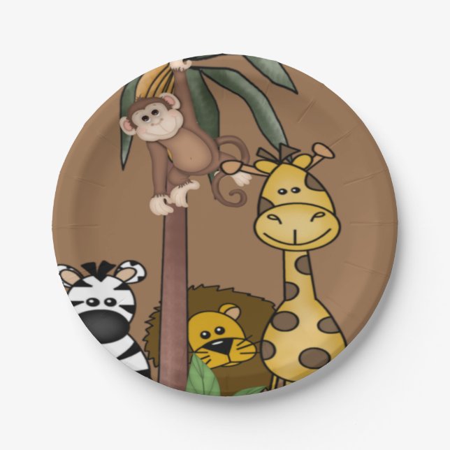 Jungle Safari Baby Dusche Paper Teller (Vorderseite)