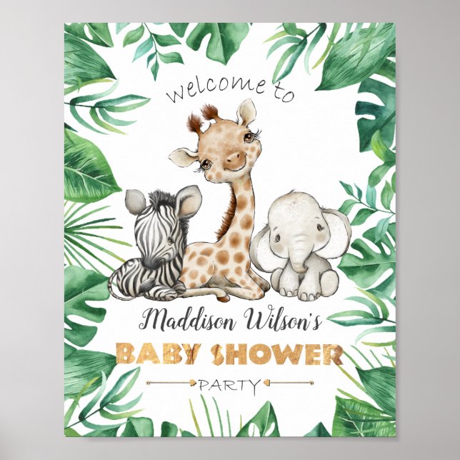 Jungle Safari Baby Dusche Party Poster (Vorne)