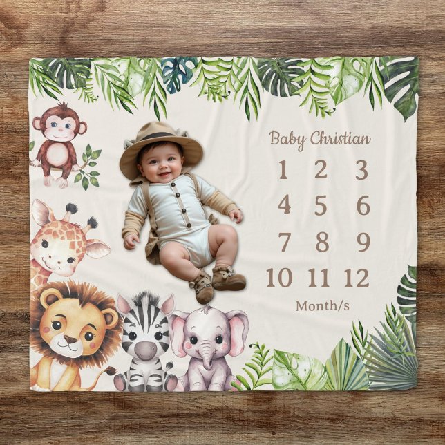 Jungle Safari Baby Milestone Fleece Blanket (Von Creator hochgeladen)