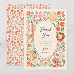 Jungle Safari Baby shower animal Carte de remercie