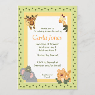Jungle Safari Baby Shower Einladungen 5 x 7 Größe