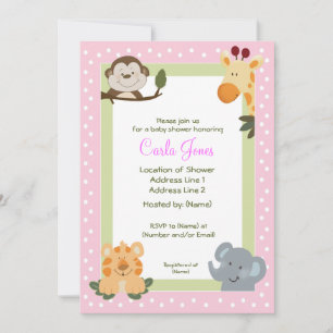Jungle Safari Baby Shower Einladungen 5 x 7 Größe
