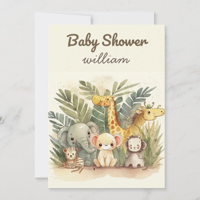 Jungle Safari Baby Shower Invitations (Devant)