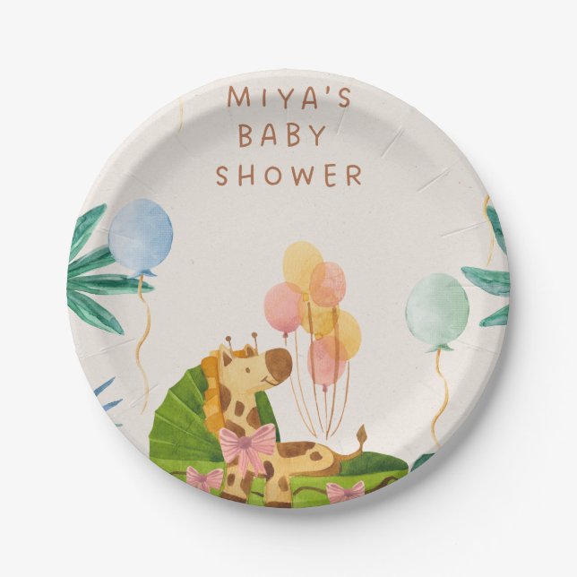  Jungle Safari Baby Shower Plates Pappteller (Vorderseite)
