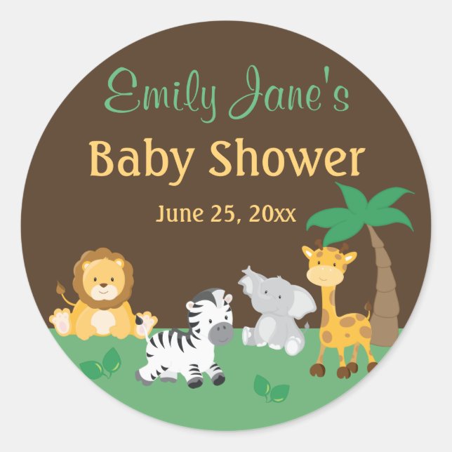 Jungle Safari Baby Shower Stickers (Vorderseite)