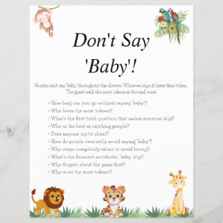 Jungle Safari Baby Showspiele Flyer
