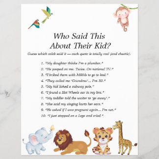 Jungle Safari Baby Showspiele Flyer