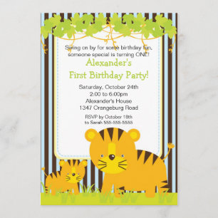 Jungle Safari Baby Tiger Geburtstagsparty Einladun Einladung