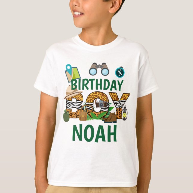 Jungle Safari Birthday Boy T-Shirt (Vorderseite)