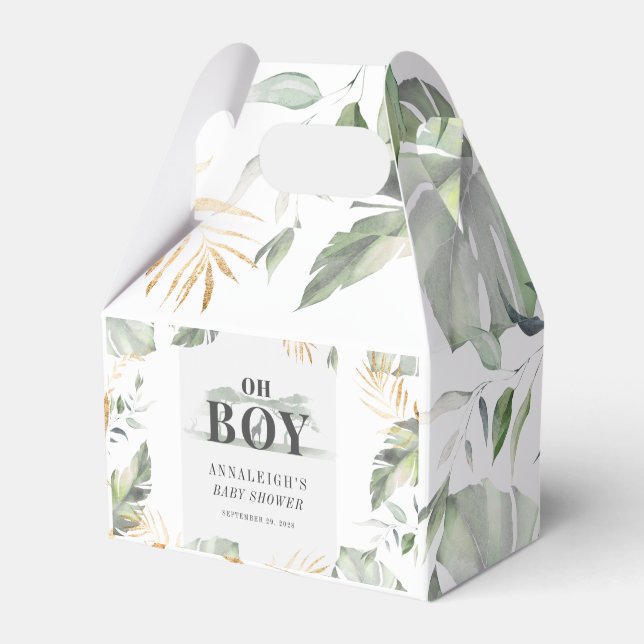 Jungle Safari Boy Giraffe Babydusche Geschenkschachtel (Vorderseite)
