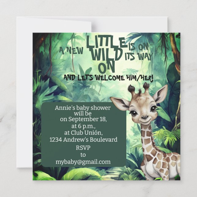 Jungle Safari Celebration: Babydusche Magneteinladung (Vorderseite)