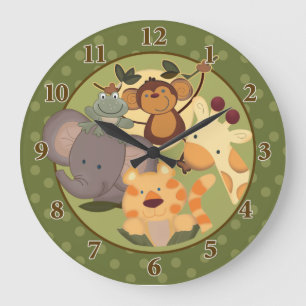 Jungle Safari Dark Green Wall Horloge