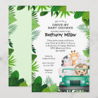 Jungle Safari Drive By Baby Shower Invitations