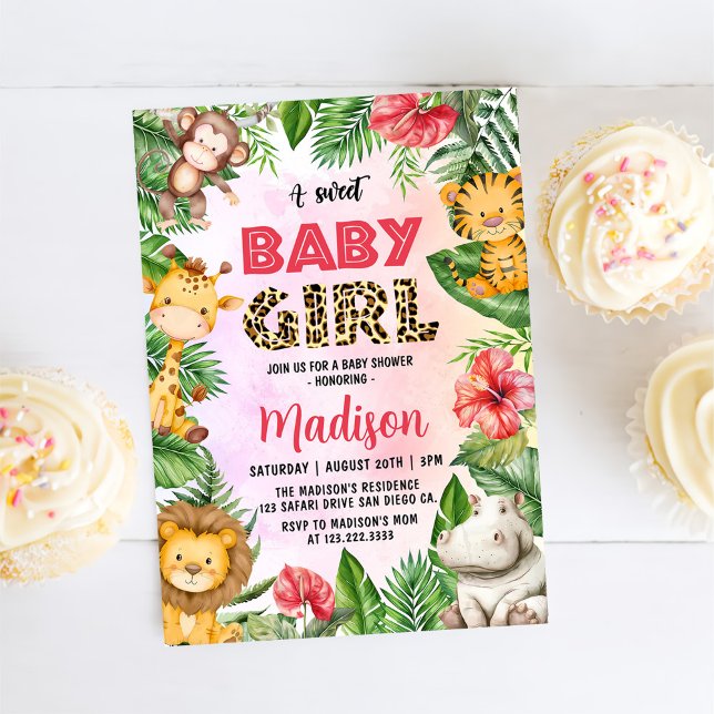 Jungle Safari Eine Sweet Baby Girl Babydusche Einladung (Von Creator hochgeladen)