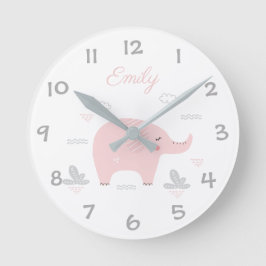 Jungle Safari Elephant Kids/Nursery Wall Clock Runde Wanduhr