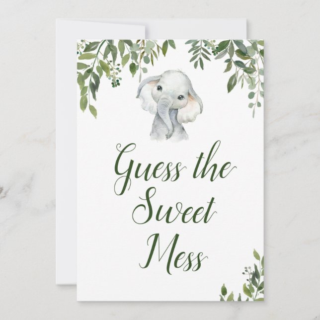 Jungle Safari Elephant Sweet Mess Sign Size 12x18" Einladung (Vorderseite)
