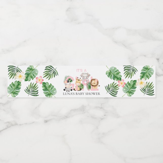 Jungle Safari Es ist eine Girl Baby Dusche (Einzelnes Label)