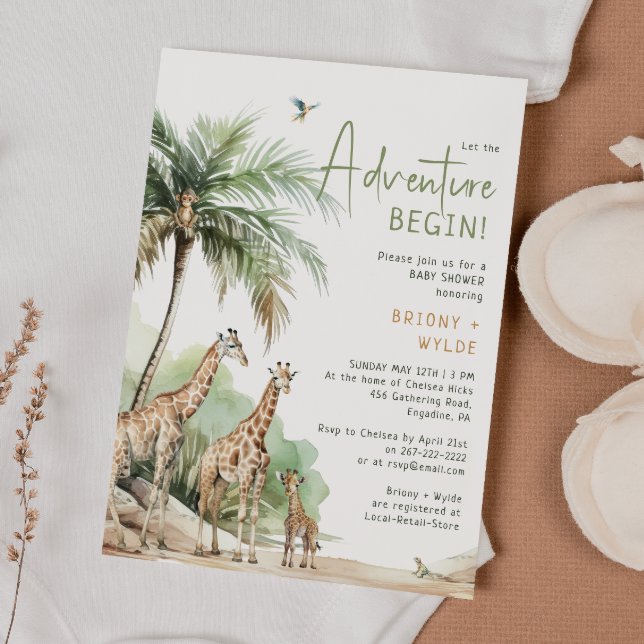 Jungle Safari Giraffe Adventure Baby Dusche Einladung (Von Creator hochgeladen)