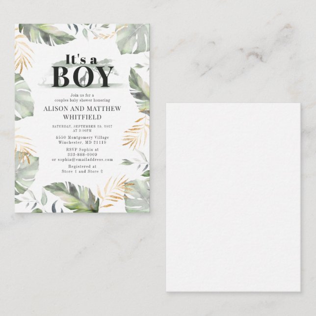 Jungle Safari Giraffe Baby Shower Boys Einladung (Vorne/Hinten)
