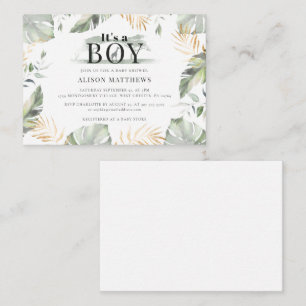 Jungle Safari Giraffe Boy Baby shower Invitation