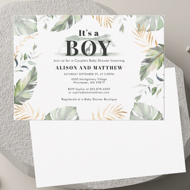 Jungle Safari Giraffe Boy Baby Shower Mitteilungskarte (Jungle Safari Giraffe Boy Baby Shower Note Card)