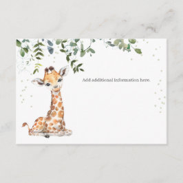 Jungle Safari Giraffe Eucalyptus Baby Dusche Begleitkarte