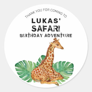 Jungle Safari Giraffe Geburtstag Vielen Dank Runder Aufkleber