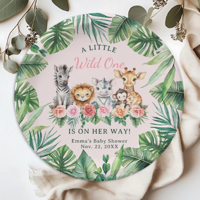 Jungle Safari Girl Baby Shooting Paper Teller - Pi (Adorable Paper Plates)