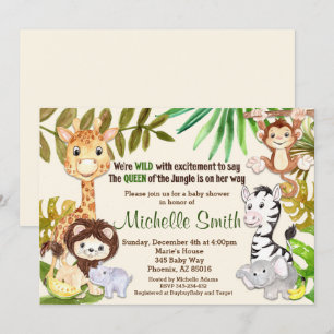 Jungle Safari Girl Queen of Jungle Baby Shower Einladung