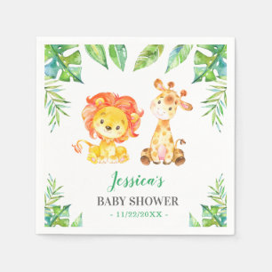 Jungle Safari Green Baby Boy Dusche Leo Giraffe Serviette