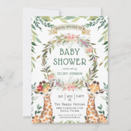 Jungle Safari Greenerenerie Giraffe Babydusche Einladung