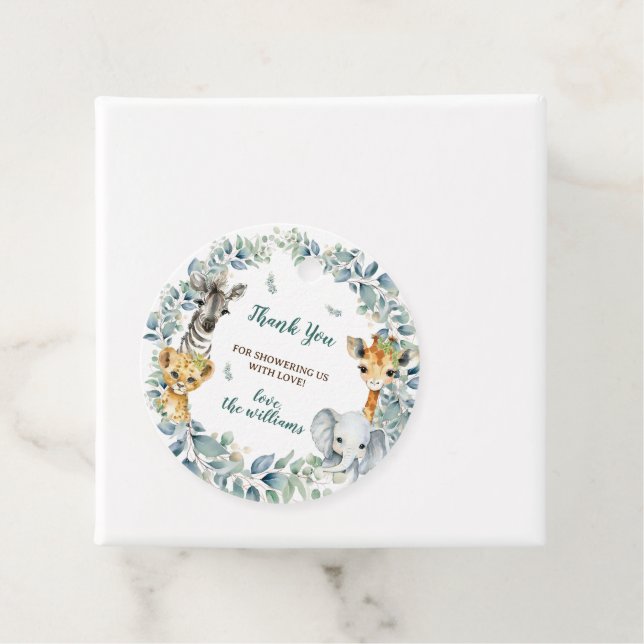 Jungle Safari Greenery Baby Dusche Vielen Dank Geschenkanhänger (Beispiel)