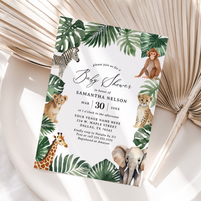 Jungle Safari Greenery Baby Shower Einladung (Von Creator hochgeladen)