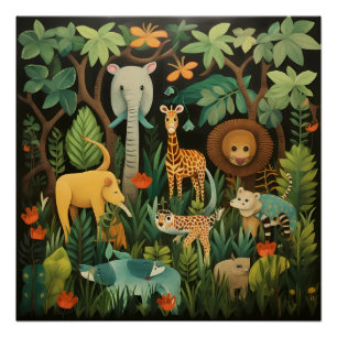 Jungle Safari Kinderzimmer Print Poster